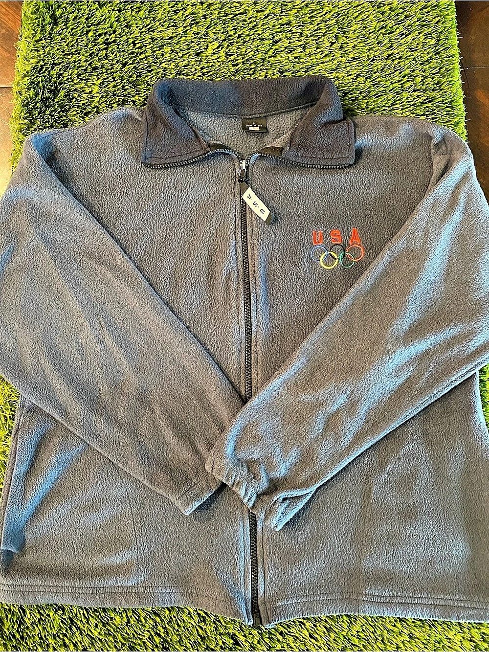 USA Olympic jacket Men's Black Fleece Jacket Size Large